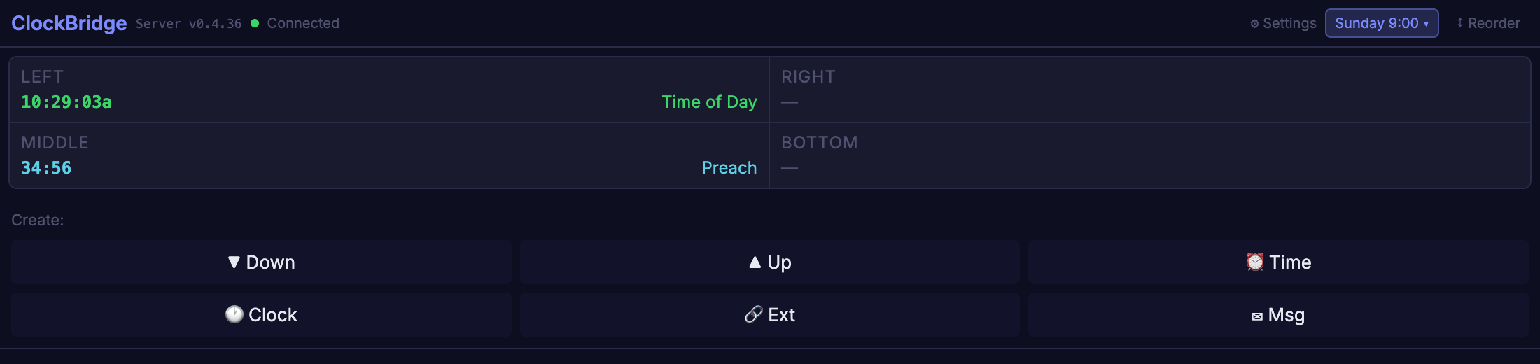 The control panel with the Create button grid under the output preview