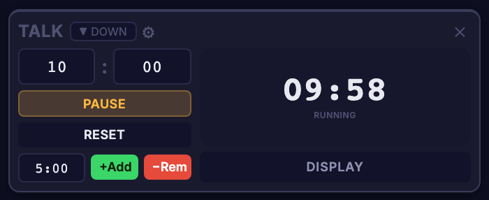 A running timer whose button still says DISPLAY
