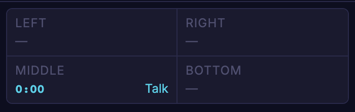 The preview strip showing only Talk in the MIDDLE window