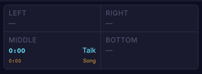 The preview strip showing Talk in the MIDDLE window with Song queued beneath it