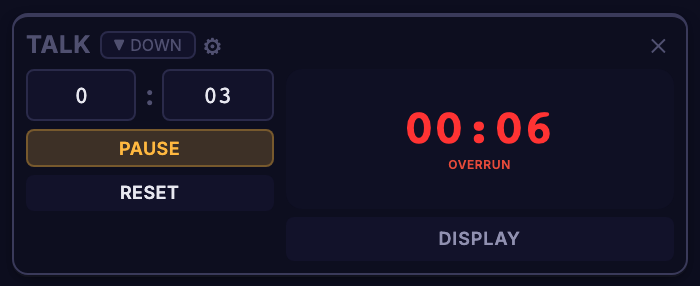 A timer in overrun with red digits