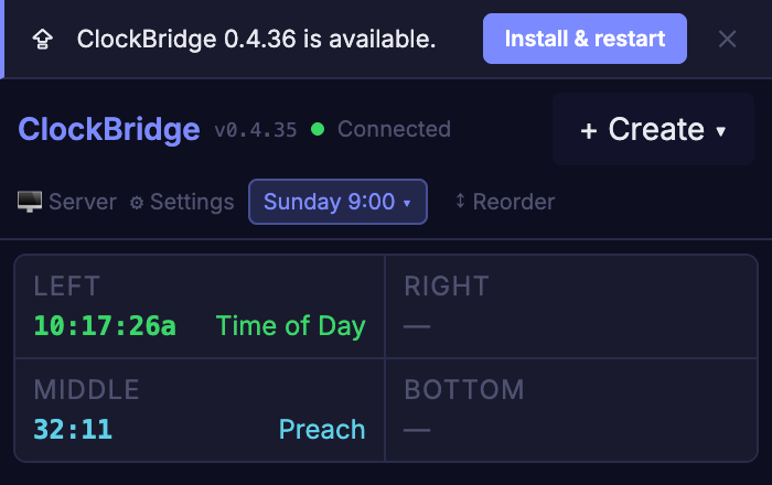 The update-available banner at the top of the User app window, with an Install & restart button